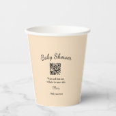Gobelets En Papier Code QR simple pour baby shower avec nom et texte (Recto)