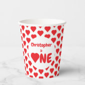 Gobelets En Papier Coeur 1er anniversaire (Recto)