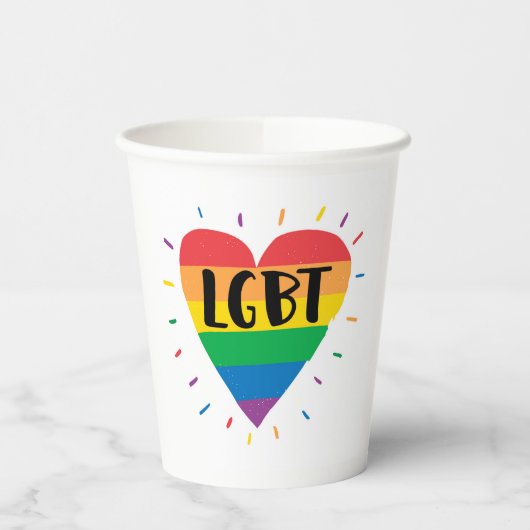 Gobelets En Papier Coeur arc-en-ciel LGBT (Gauche)