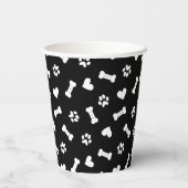 Gobelets En Papier Coeur Chien Paws Et Os Noir    (Verso)