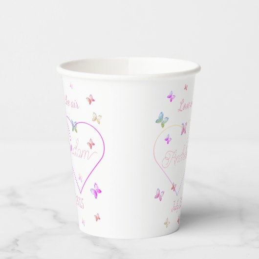 Gobelets En Papier coeur de papillons volants modernes (Gauche)