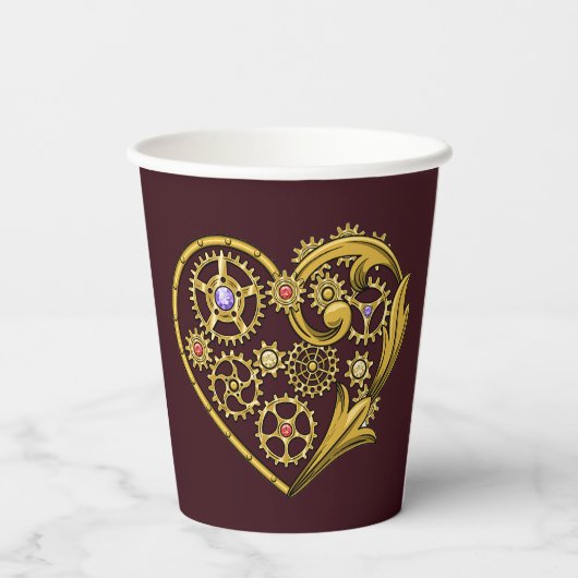 Gobelets En Papier Coeur des engrenages Steampunk (Verso)