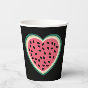 Gobelets En Papier coeur mignon palestine pastèques colorées