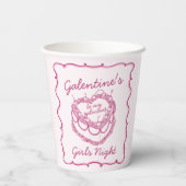 Gobelets En Papier Coeur rose rétro Coquette gâteau cerise Galentines (Verso)