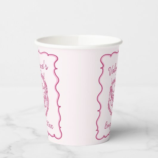 Gobelets En Papier Coeur rose rétro Coquette gâteau cerise Valentines (Gauche)