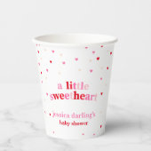 Gobelets En Papier Coeur Valentine Thème Bébé Fille Douche Rouge Rose (Recto)