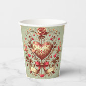 Gobelets En Papier Coeur vintage Valentine's day xoxo (Recto)