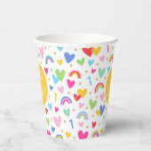 Gobelets En Papier Coeurs arc-en-ciel 1er anniversaire Nom de fête Ja (Droite)