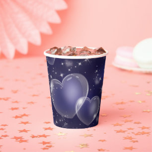Gobelets En Papier Cœurs Bulles Roses Style Années 90 Anniversaire Fi