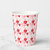 Gobelets En Papier Coeurs d'amour rouge et flèche (Verso)