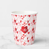 Gobelets En Papier Coeurs d'amour rouge et flèche (Gauche)