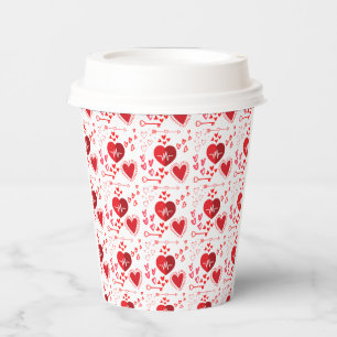Gobelets En Papier Coeurs d'amour rouges et miel