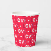 Gobelets En Papier Cœurs de la Saint-Valentin (Recto)