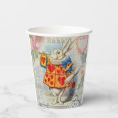 Gobelets En Papier Cœurs de Lapin Blanc Alice Classique (Verso)