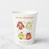 Gobelets En Papier Coeurs de Noël d'hiver mignonnes Laveux Sweater (Verso)