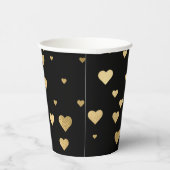 Gobelets En Papier Coeurs d'or Noir (Droite)
