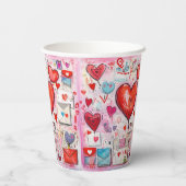 Gobelets En Papier Coeurs lunaires et lettres d'amour Motif (Verso)