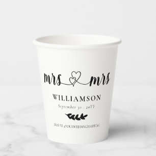 Gobelets En Papier Coeurs mignons Mme & Mme Lesbian Mariage