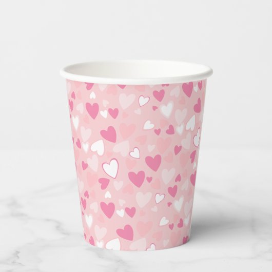 Gobelets En Papier Coeurs mignons rose (Verso)