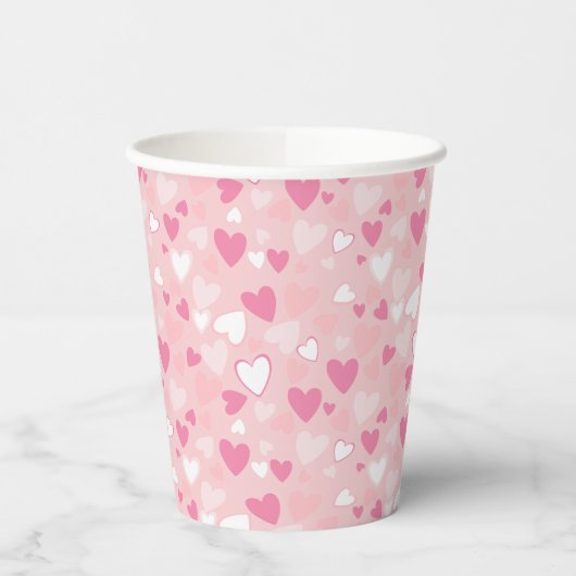 Gobelets En Papier Coeurs mignons rose (Gauche)