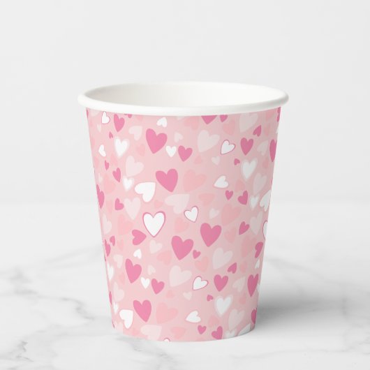Gobelets En Papier Coeurs mignons rose (Recto)