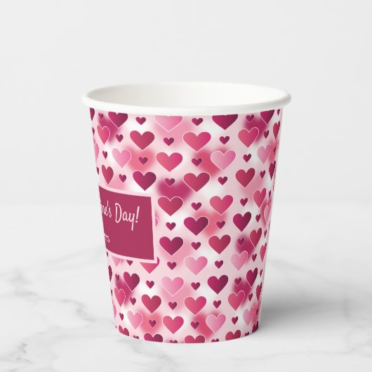 Gobelets En Papier Coeurs roses et texte personnalisé - Thème de la S (Verso)