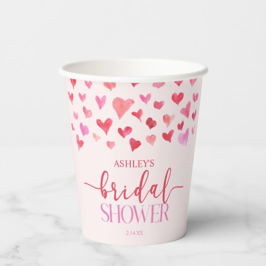 Gobelets En Papier Cœurs Roses Rouges Mariage Saint-Valentin (Verso)