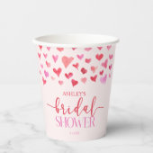 Gobelets En Papier Cœurs Roses Rouges Saint Valentin Mariage (Recto)