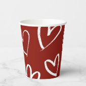Gobelets En Papier Coeurs rouges et blancs (Gauche)