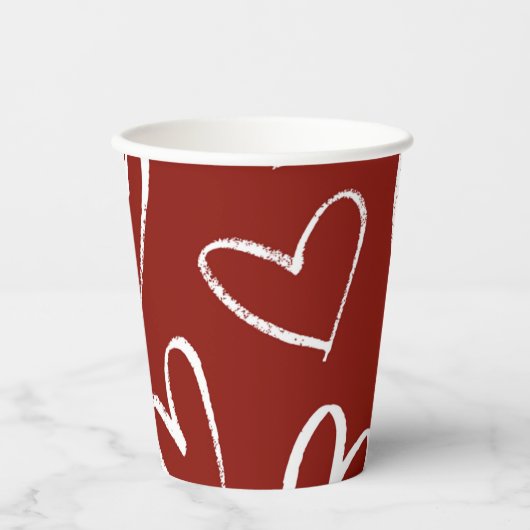 Gobelets En Papier Coeurs rouges et blancs (Recto)