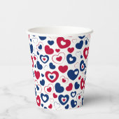 Gobelets en papier coeurs rouges et bleus (Verso)