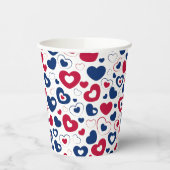 Gobelets en papier coeurs rouges et bleus (Gauche)