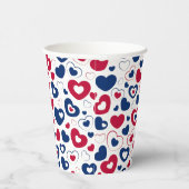 Gobelets en papier coeurs rouges et bleus (Droite)