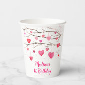 Gobelets En Papier Coeurs rouges roses Chérie Anniversaire (Verso)