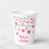 Gobelets En Papier Coeurs rouges roses Chérie Anniversaire (Recto)