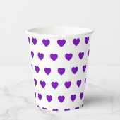 Gobelets En Papier Cœurs violets B&W qui battent (Recto)