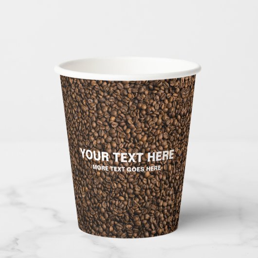 Gobelets En Papier Coffee Beans Custom Business Logo Ici Élégant (Recto)
