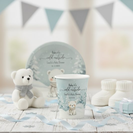 Gobelets En Papier Cold Outside Winter Gender Neutral Baby Shower
