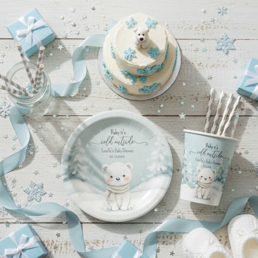 Gobelets En Papier Cold Outside Winter Gender Neutral Baby Shower