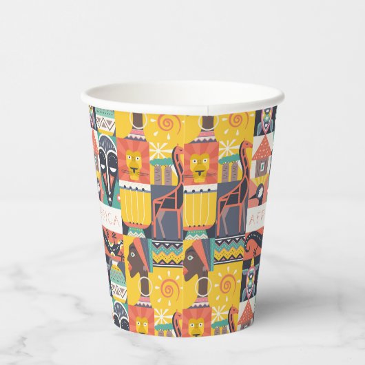 Gobelets En Papier Collage d'art symbolique africain (Droite)