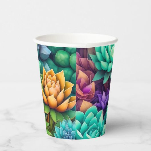 Gobelets En Papier Collage de succulents colorés (Droite)