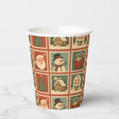 Gobelets En Papier Collage de timbre de Noël rétro (Gauche)