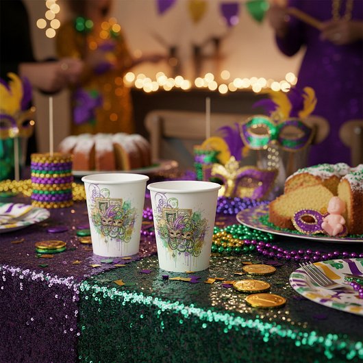 Gobelets En Papier Collage éclaboussé Mardi Gras