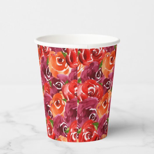 Gobelets En Papier Collage floral aquarelle lumineux (Droite)