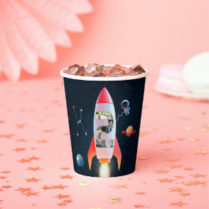 Gobelets En Papier Collage photo énorme deux Space Rocket 2e annive