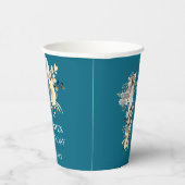 Gobelets En Papier Collage photo turquoise Fleur Jaune 13e anniversai (Droite)