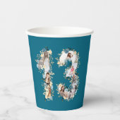 Gobelets En Papier Collage photo turquoise Fleur Jaune 13e anniversai (Recto)