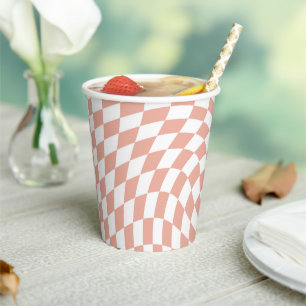 Gobelets En Papier Collection de mariage Rose Gold Check Carreaux