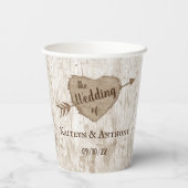 Gobelets En Papier Collection de Mariages d'arbre cardiaque sculpté (Verso)