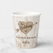 Gobelets En Papier Collection de Mariages d'arbre cardiaque sculpté (Recto)